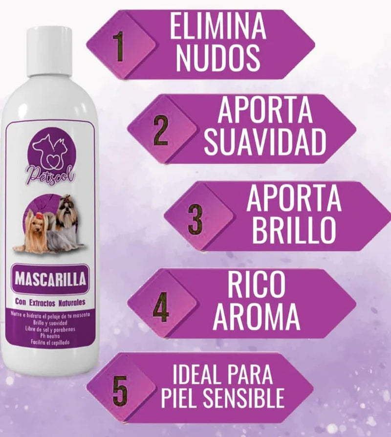 Mascarilla brillo y suavidad para mascotas